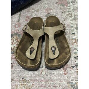 Birkenstock Gizeh Tan Leather Thong Sandals Size 38